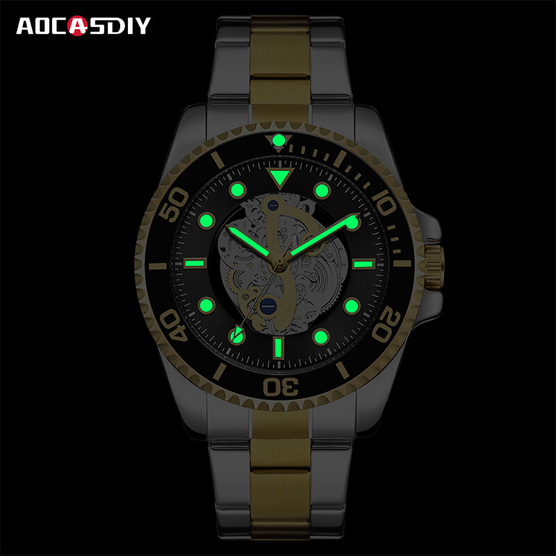 Aocasdiy-メンズクォーツ腕時計,高級時計,耐水性,クロノグラフ,日付,発光,男性