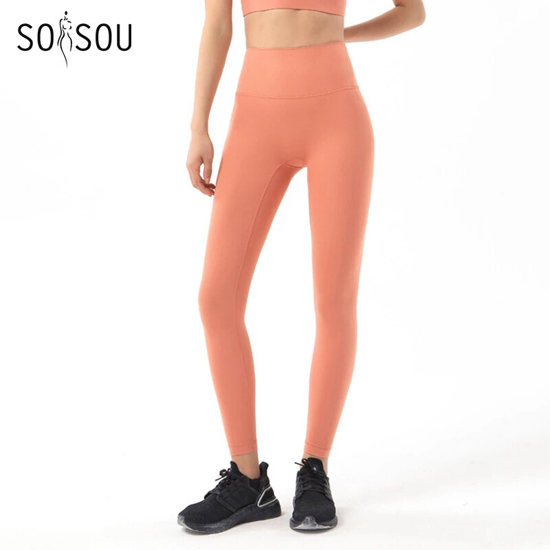 SOISOU нейлоновые штаны для йоги леггинсы для спортзала женские леггинсы для фитнеса мягкие колготки эластичные дышащие спортивные штаны с высокой талией