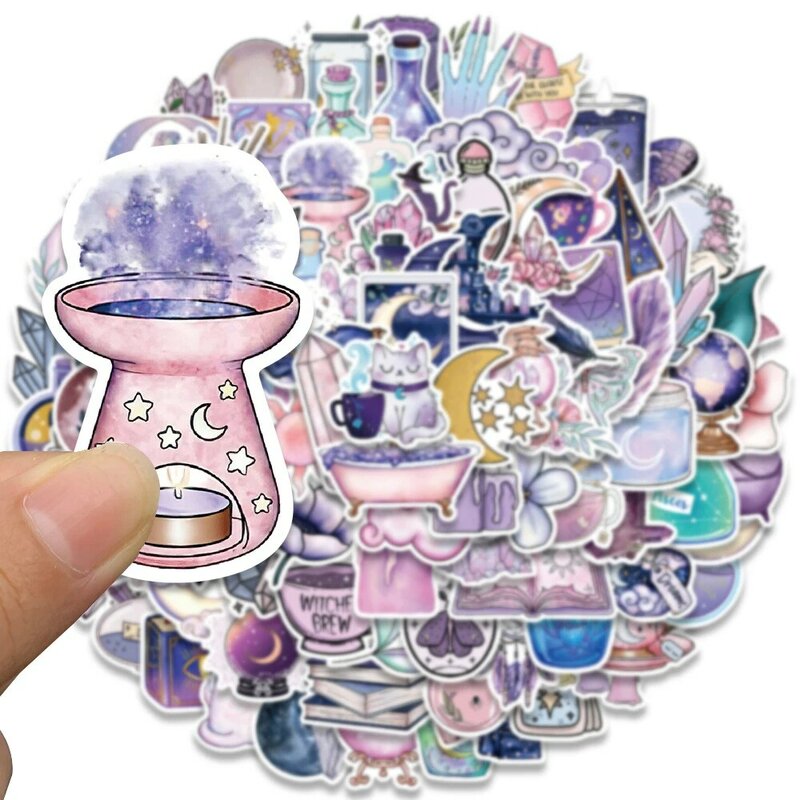 10/30/50/100pcs Cartoon Art Magic Witch Moon Crystal Cute Stickers decalcomanie estetiche Laptop Scrapbook Phone Graffiti Sticker Toy