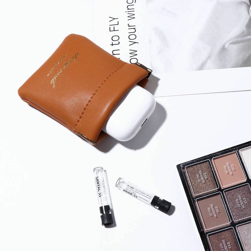 Multicolor PU Leather Sundries Case Earphone Protective Sleeve Small Coin purse Cosmetic Bag Mini Earphone Bag