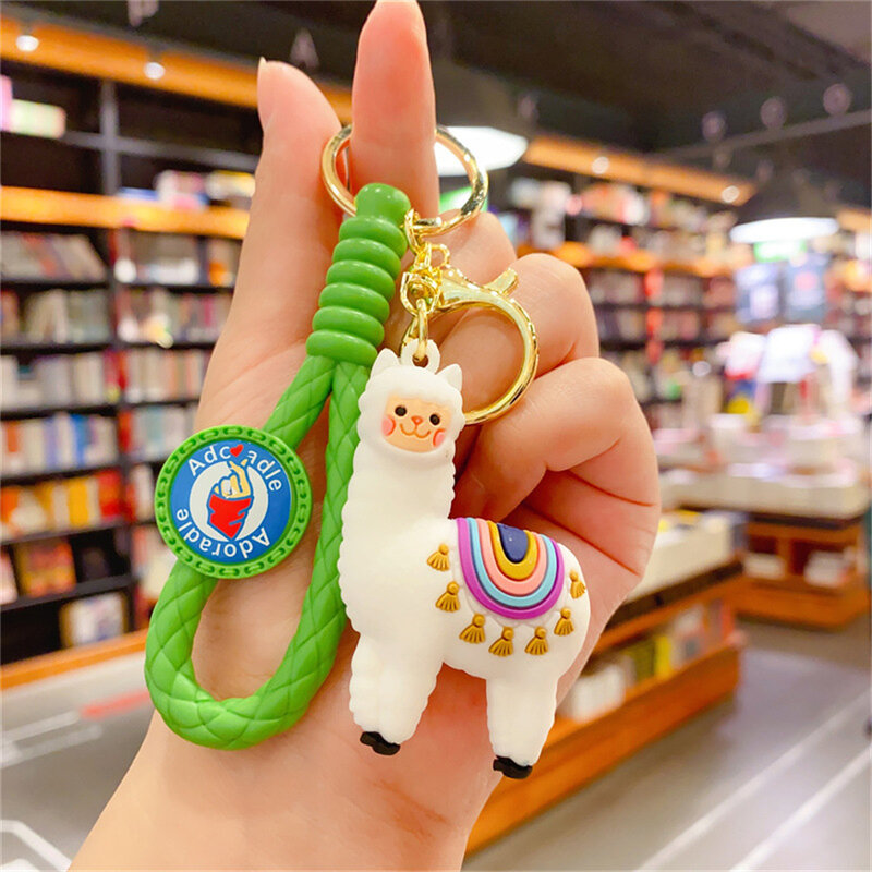 Cartoon Alpaca Keychain Couple Pendant Students Backpack Cute Keyring Exquisite Doll Bag Key Chain Car Hanging Jewelry Gifts