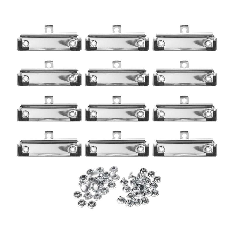 12x Mountable Clipboard Clips Heavy Duty Spring Loaded Hardware 3.94'' Stationery Plate Holder for Business Class Office