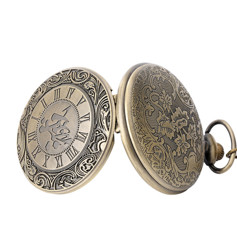 Винтажные кварцевые карманные часы с изображением китайского персонажа, ожерелье, часы, цепочка для свитера, брелок, бронзовые часы, принадлежность для часов