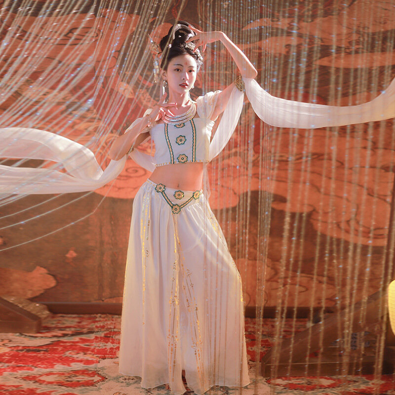 Chiński Dunhuang latający kostium taneczny Apsaras księżniczka Cosplay Uniform China Hanfu klasyczna odzież kostiumy sceniczne sukienka