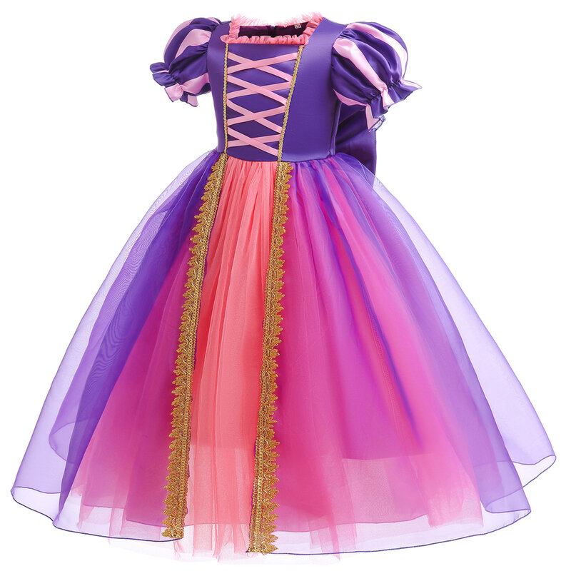 Disney Rapunzel Party Girls Cosplay Deluxe Dress Up Sequin LED Light Tangled Movie Kids Costume Carnival Fairy Tale Gown 2 6 10Y