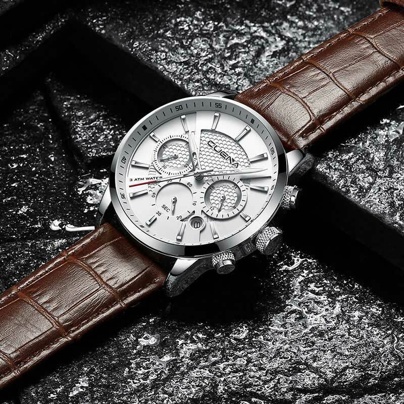 Ausverkauf Herren uhren Mode Leder armband Kalender Chronograph Business Quarzuhr wasserdichte Uhr Drop Shipping