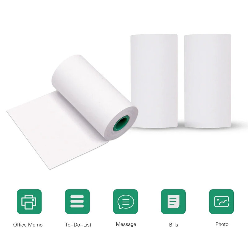 Etiquetas de adesivos duradouros, rolo de papel térmico, sem BPA, fonte preta para Peripage A6 A8 P6 Paperang P1 e P2, 56x30mm, 3 rolos