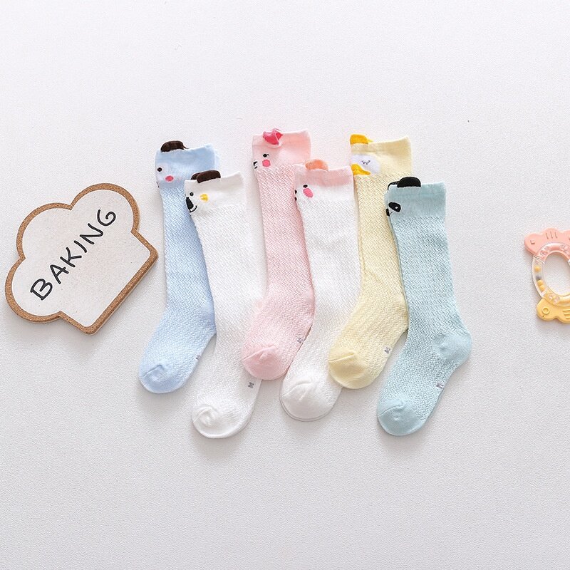 Kids Toddlers Girls Bow Knee High Long Cotton Lace Baby Socks Anti-mosquito Breathable Socks