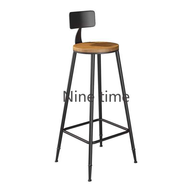 Retro drewniane recepcje jadalnia krzesła barowe akcent Nordic wysokie amerykańskie okrągłe krzesła barowe metalowe nowoczesne tabourety Bar umeblowanie domowe