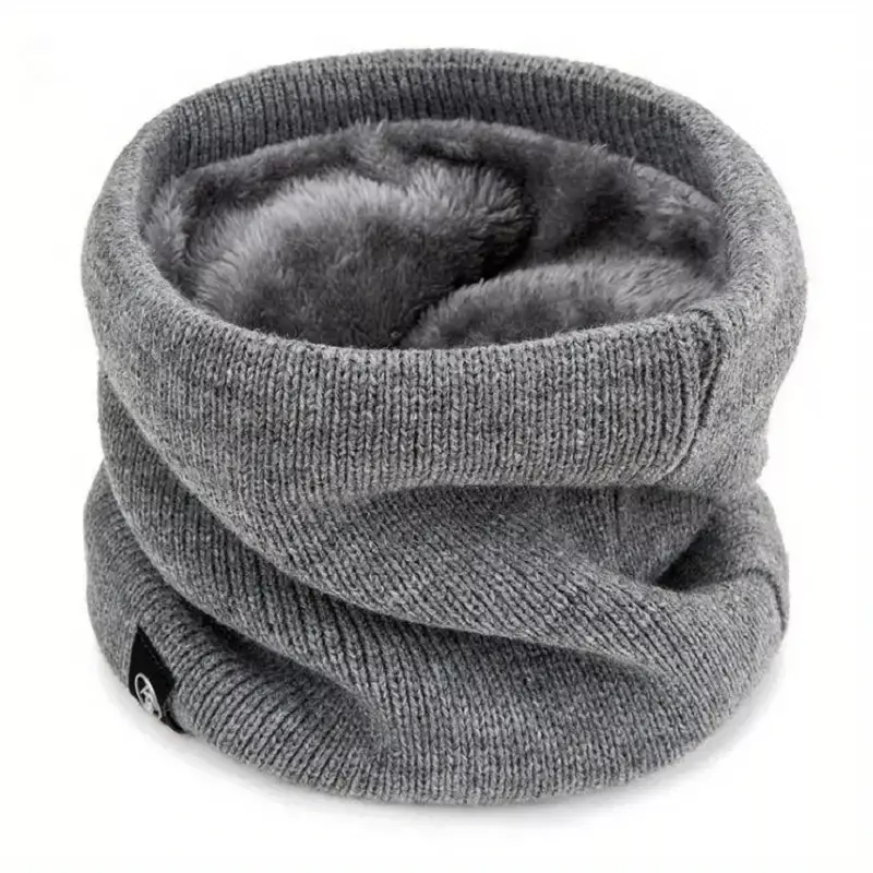 Bufanda de anillo de felpa cálida para hombres y mujeres, máscara de cara completa de punto de Cachemira, bufandas de cuello de redecilla, calentador, Bufanda gruesa, silenciador forrado de lana, Invierno