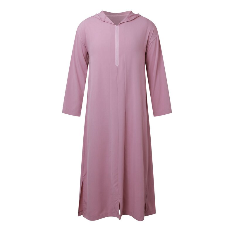 男性と女性のためのイスラム教徒のフード付きドレス,ヴィンテージの衣装,ルーズフィット,長袖,巾着,無地,ファッショナブル