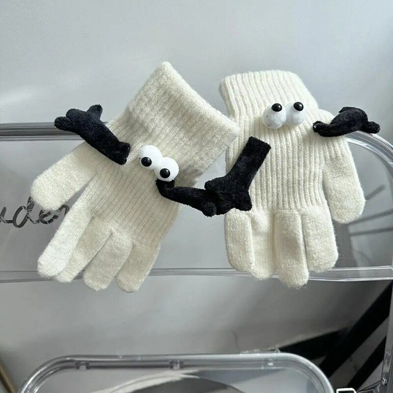 Вязаные перчатки ручной работы на магните зимние уличные велосипедные плотные теплые оригинальные модные митенки с пятью пальцами для пары