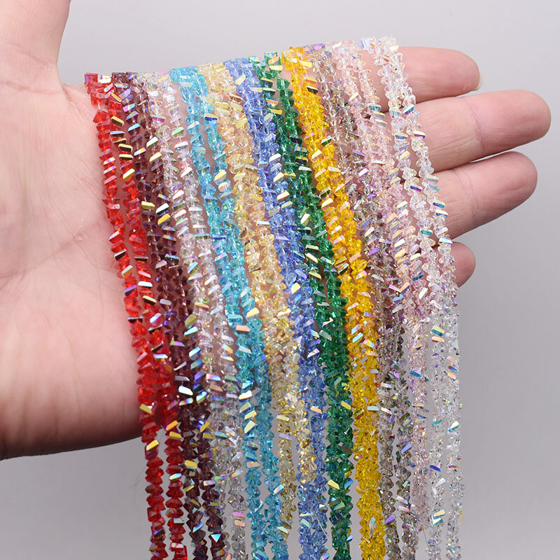 4mm 130 stücke hochwertige Dreieck Kristallglas perlen glänzende Farbe lose Perlen für Schmuck machen DIY Ohrring Halskette