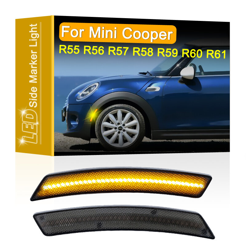 2 sztuk przydymione soczewki z przodu Amber LED boczny błotnik lampa obrysowa montaż światła parkowania dla Mini Cooper R55 R56 R57 R58 R59 R60 R61