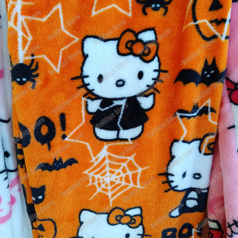 2023 Sanrio Hello Kitty piżama halloweenowa flanelowa moda Kawaii wełniana Anime kreskówka Casual majtki domowe jesień