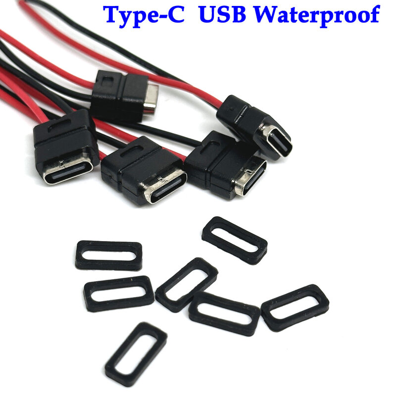 1-10 buah USB Tipe C konektor tahan air Tipe C dengan gesper kartu perempuan arus tinggi pengisian cepat Port Jack pengisi daya USB-C