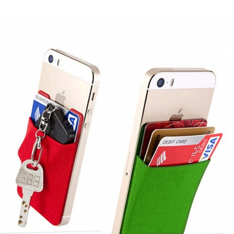 Elastic Lycra Adhesive Cell Phone ID Credit Card Holder para Mulheres, Sticker Pocket Wallet, Fashion Case, # D, 2019
