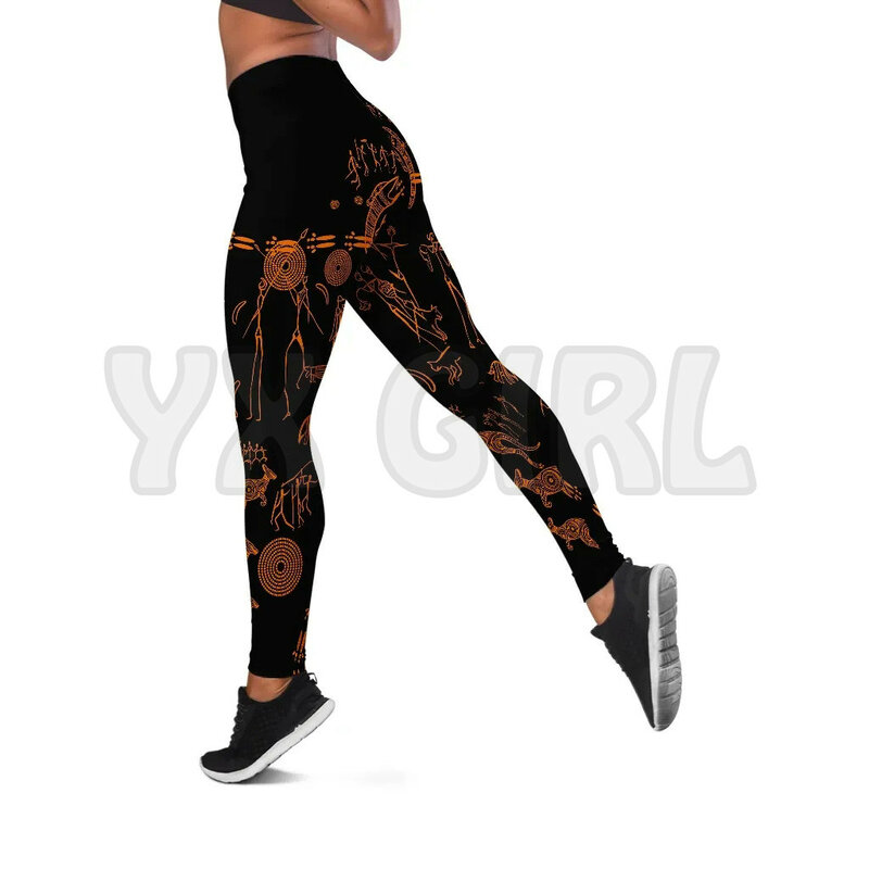YX Anak Perempuan Wanita untuk Anak Perempuan Kehidupan Aborigin 3D Legging Cetak Seksi Elastis Perempuan Kurus Legging Gotik Yoga Legging