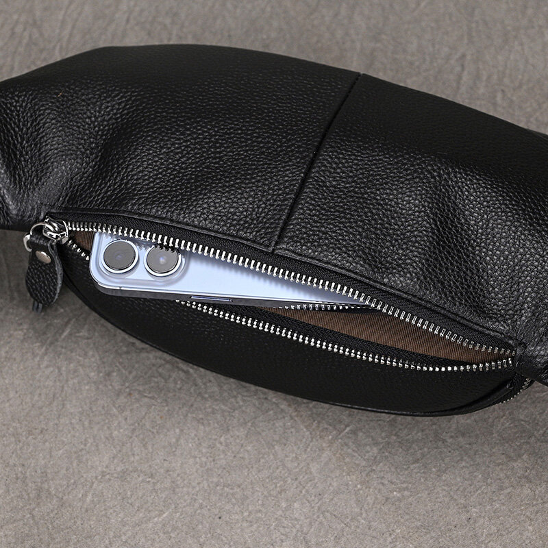 Cintura de couro genuíno para homens, Fanny Pack preto, bolsa para cinto, bolsa para telefone, mini bolsa de viagem, bolsa crossbody masculina