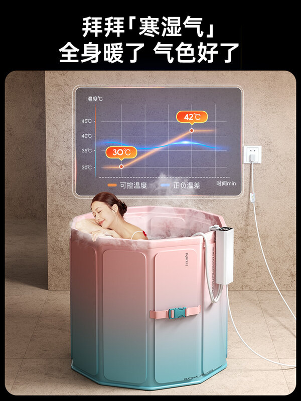 Нагреватель для ванны с постоянной температурой, нагреватель для циркуляции воды, Складная Ванна с ведром для ванны, ванна безопасно нагревается во время замачивания