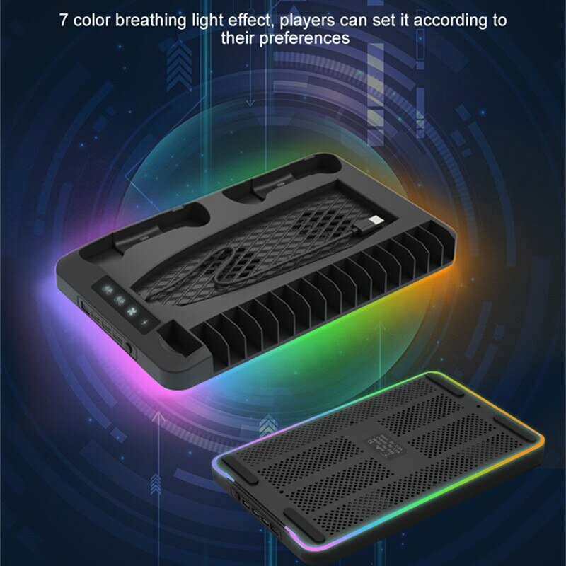 YLW P58 P5 스탠드 냉각 스테이션 RGB 빛 냉각 팬 듀얼 컨트롤러 충전기 플레이 스테이션 5 게임 PS5 액세서리
