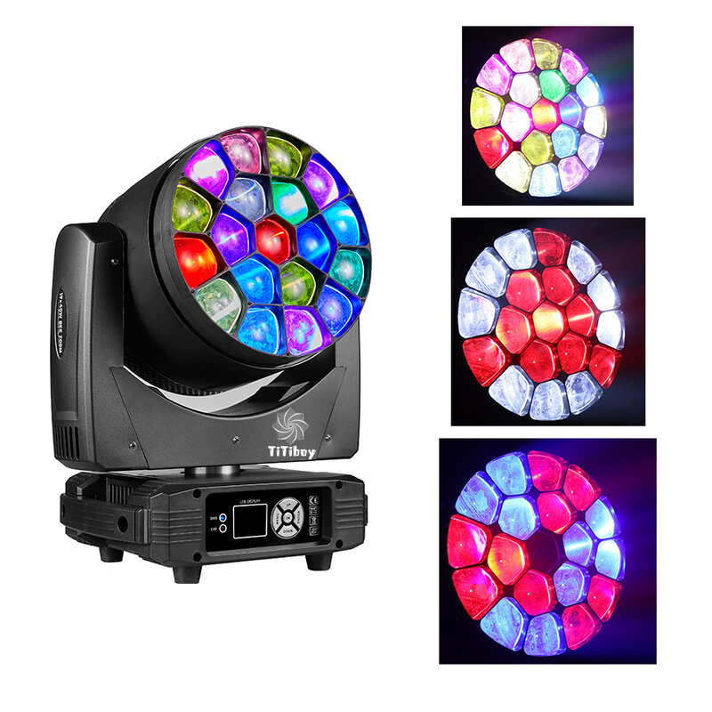 0 Tax 3 Flight Cases 6 LED Beam Wash Big Bees Eyes 19x40W RGBW Zoom Moving Head Lighting With LED Aperture DJ Disco Stage