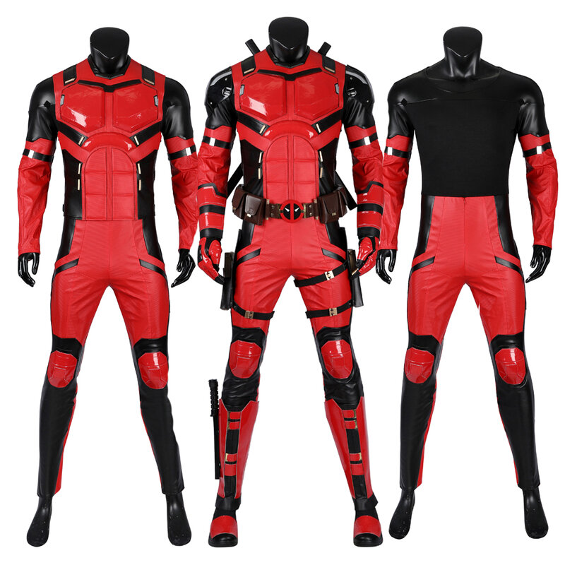 Soldado vermelho Cosplay roupas para meninos, Halloween carnaval, super-herói, calças justas e acessórios, Wade Wilson, alta qualidade, DP3