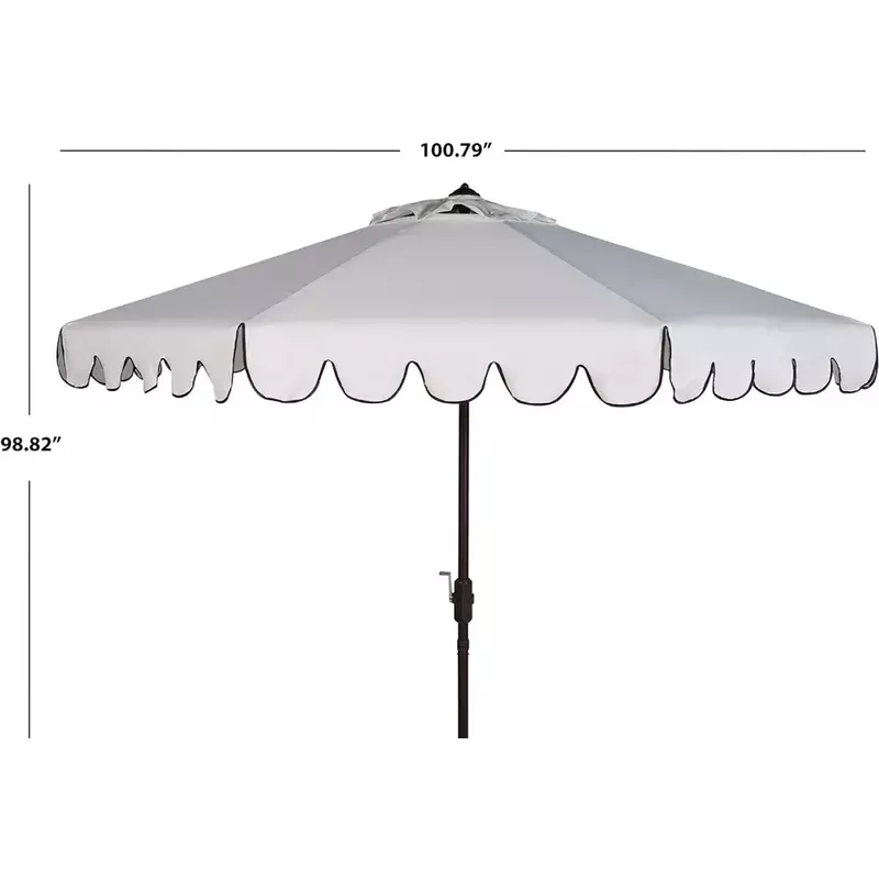 Sunshade Umbrella, Venice Navy and White Single Scallop Crank Outdoor Push Button Tilt Umbrella, 9Ft Patio Umbrella