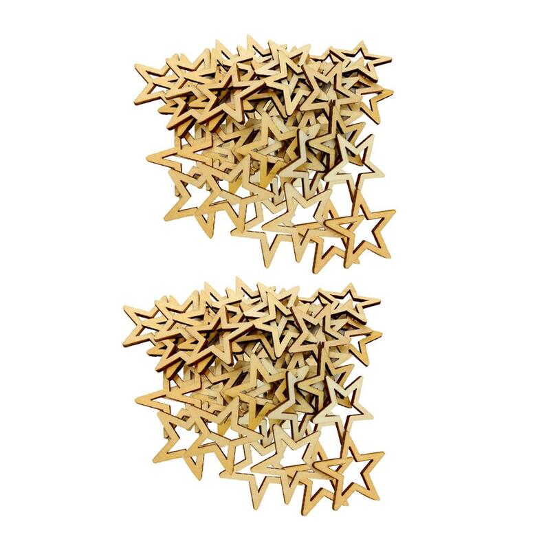 100 szt. Ozdoby drewniane ozdoby w kształcie gwiazd do dekoracje świąteczne weselnych, 30mm/1,17 cala