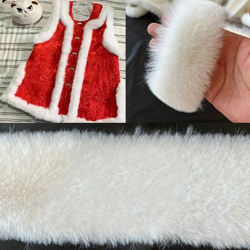 Imitasi Rex bulu kelinci mewah garis bulu dekorasi Natal jubah wol atas DIY kain buatan aksesori pakaian manset