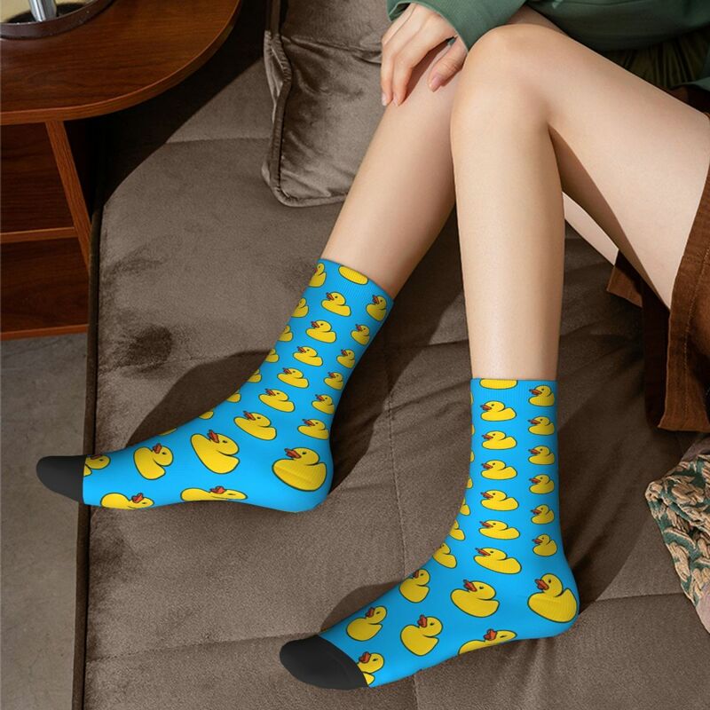 Классические Резиновые Милые носки с изображением утки для мужчин и женщин зимние чулки с принтом
