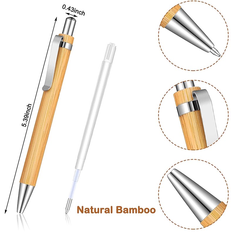格納式ブラックインクボールペン、ウッドボールペン、ウッドカラー、竹ペン、1mm、12本