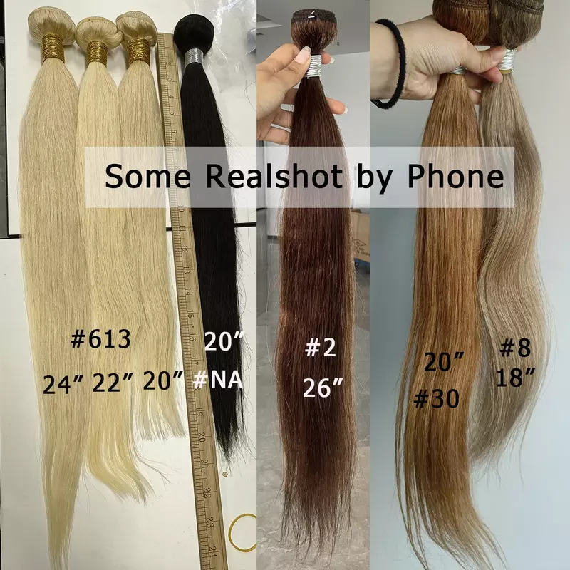 1 Piece Color #8 #27 #4 Brown Pure Color Remy Human Hair Bundles Extension 95(±5)gram Ash Blonde Silky Straight Style Bobbi