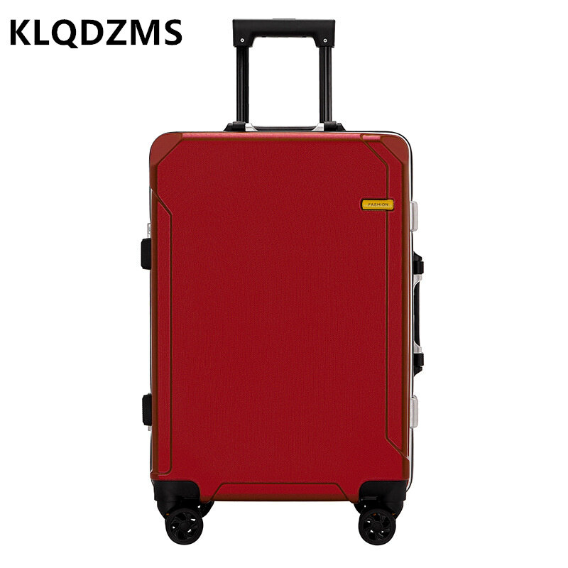Новый багаж KLQDZMS для мужчин, Большая вместительная тележка из поликарбоната, троллейка, японская Студенческая алюминиевая рамка, катающийся чемодан