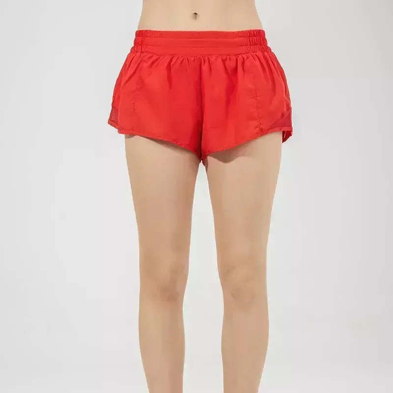Lemon Yoga Shorts for Women Workout Running Sports Shorts Side Zipper Pocket Lightweight Breathable Tummy Control Shorts