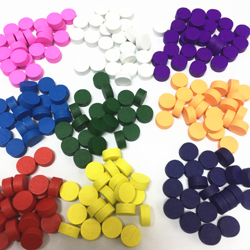 100Pcs Discs Diameter 10*5MM 10mm discs Pawn Wooden Game Pieces Colorful Pawn/Chess For Board game/Educational Games Accessories