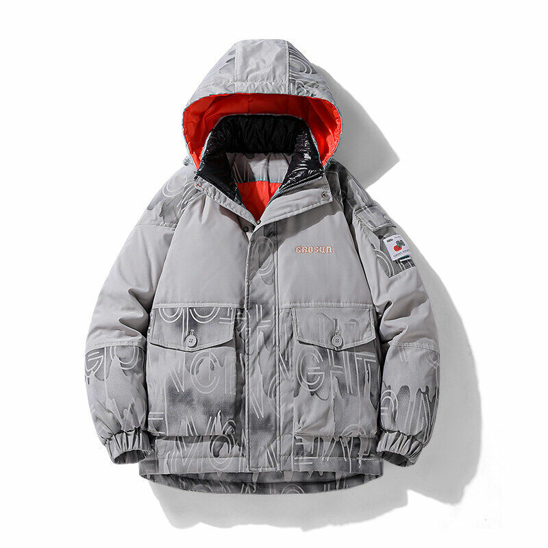 Brand Winter Men's Jackets Loose Hooded Thickened Warm Couple Jackets Paired with White Duck Down Filling Soft Padded Jackets