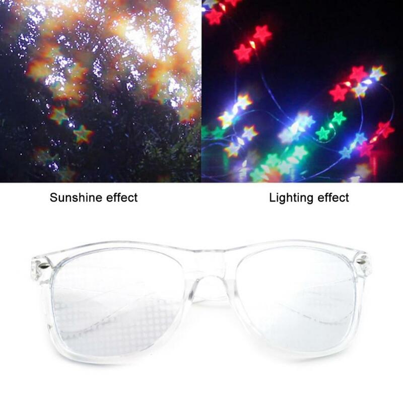 Kacamata efek berkilau tahan lama, Kacamata 1/3/5 buah efek berkilau menari lantai Rave pesta berperingkat atas trendi prisma meningkatkan penglihatan bergaya