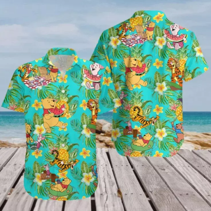 곰돌이 푸 디즈니 여름 해변 하와이안 셔츠