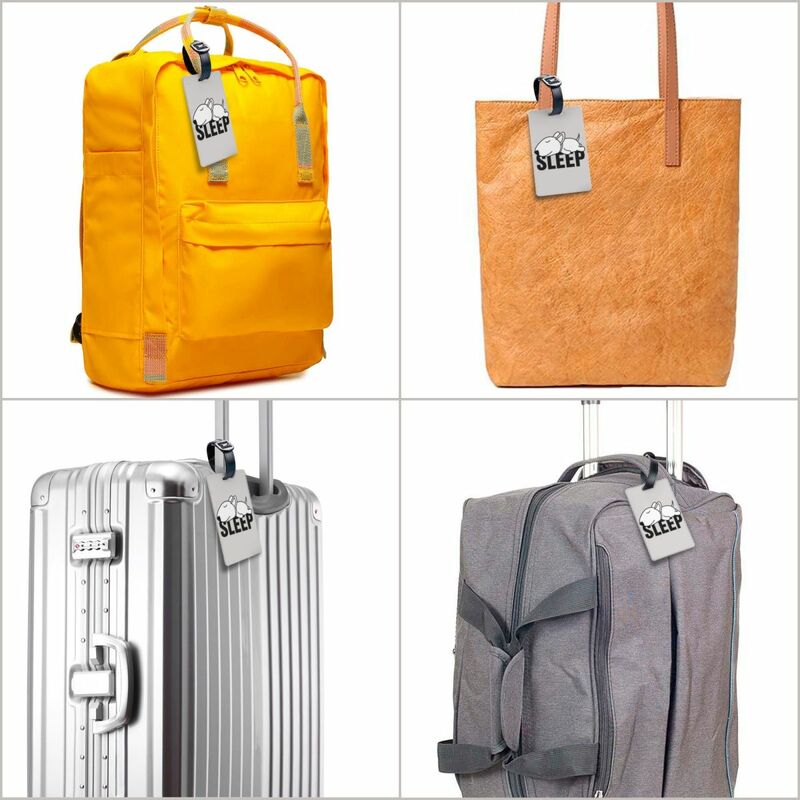 Etiquetas de equipaje personalizadas para maletas, etiqueta de identificación con dibujos de animales, Bull Terrier, perro durmiente, a la moda, cubierta de privacidad