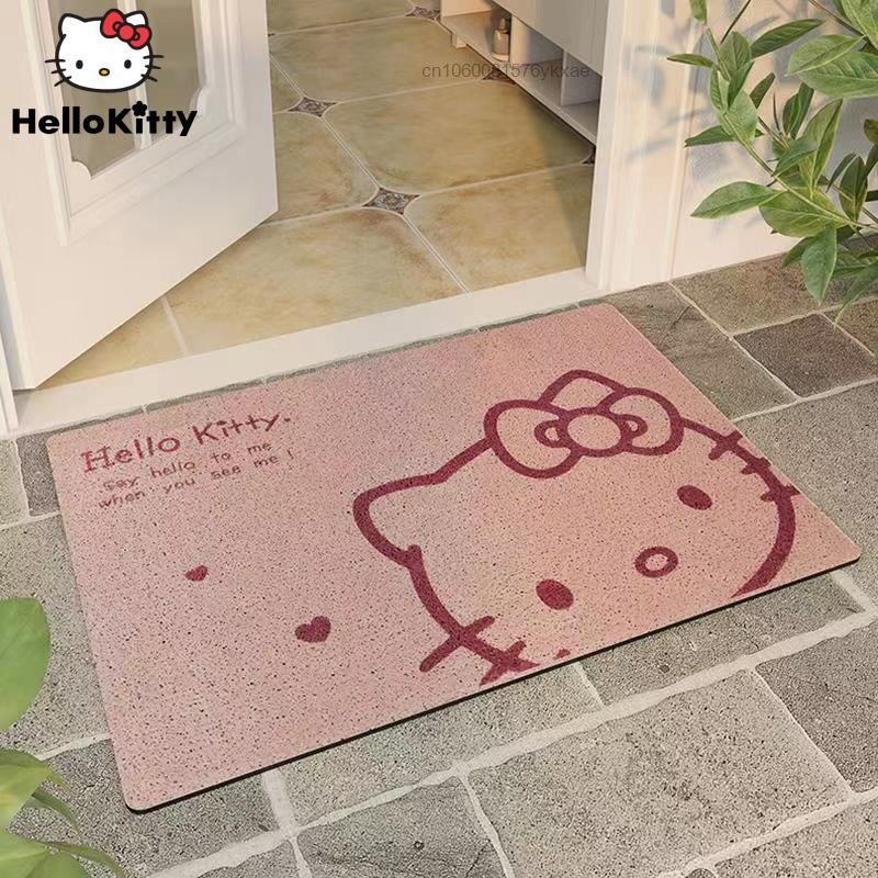 Tapis de sol de dessin animé Saniro Hello Kitty, Kawaii, 80x120CM, en fourrure douce, pour la maison, la chambre des enfants et les filles, paillasson de salon, décor