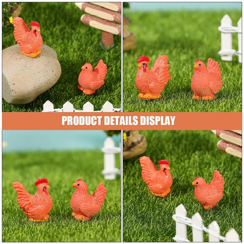 Micro paesaggio ornamento giardino gallo Decor gallina in miniatura per sculture in resina decorazioni scena figurina di pollo