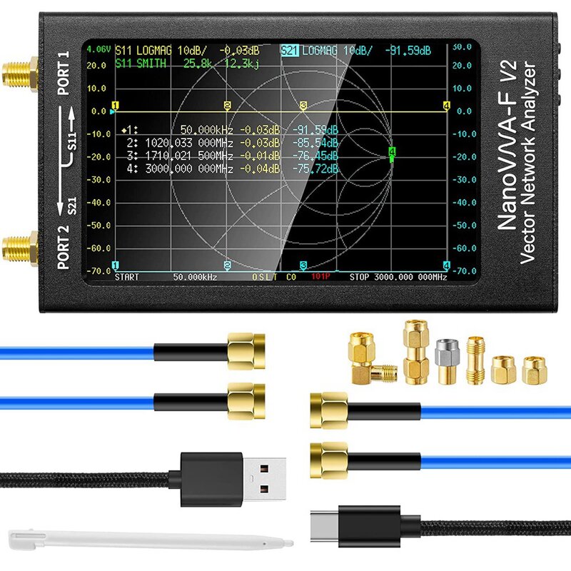 NanoVNA-F V2 Vector Network Analyzer 50KHz-3GHz Antenna Analyzer HF VHF UHF VNA 4.3 inch with 5000MAh