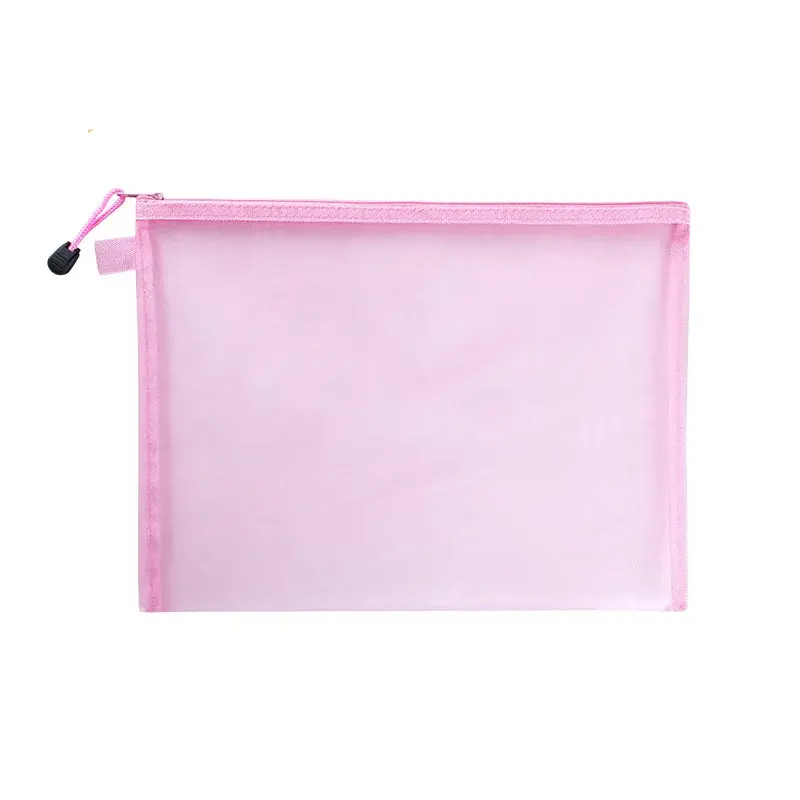 Transparente Nylon Mesh Storage Bag, File Folders, Zipper conveniente, Student Test, Papelaria Organizador, Material Escolar, A4, A5