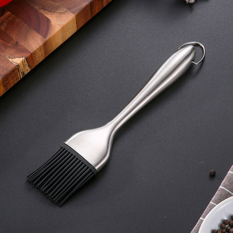 1Pcs Oil Brushes Stainless Steel Silicone Kitchen Grilling Baking Cooking Brushes Barbecue Cooking Tools Barbecue Oil Brush