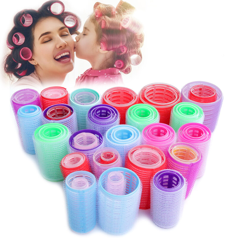 6 pçs heatless auto grip rolos de rolos de cabelo para mulheres ondas bang cabelo velcro modelador cabeleireiro suprimentos tubos