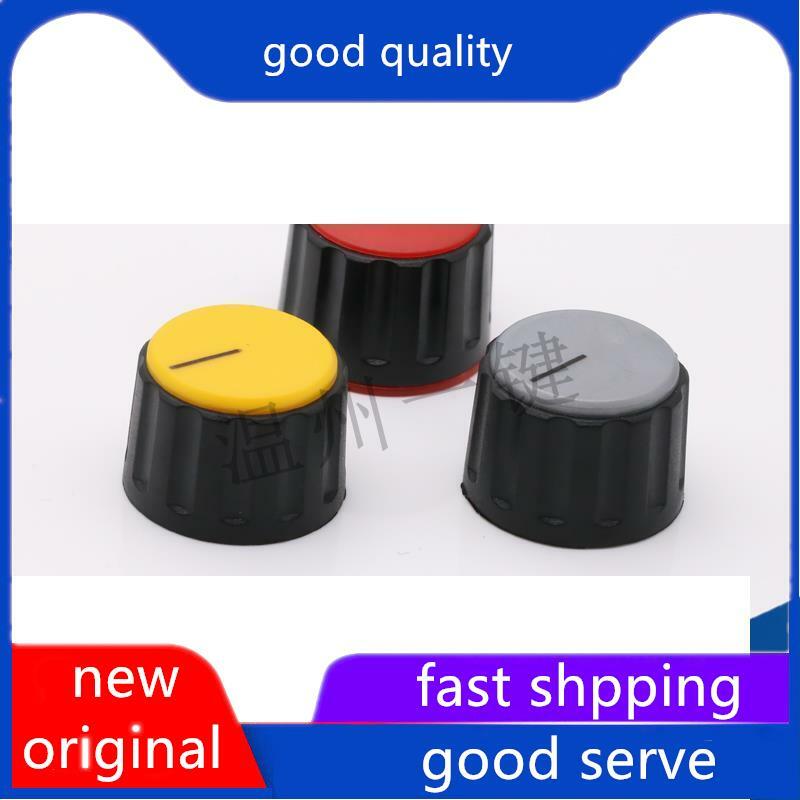 Bakelite Plastic Color Knob Cap, Potenciômetro Switch Cap, Equipamentos de áudio Cap, Diâmetro 23, Original, Novo, KN-23-6, 10Pcs