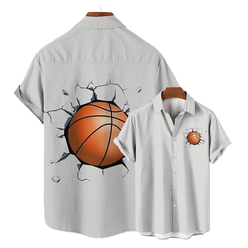 قمصان للرجال مضحكة لكرة السلة بطباعة ثلاثية الأبعاد بأكمام قصيرة ، قميص فضفاض كبير الحجم ، ملابس غير رسمية ، تي شيرت صيفي
