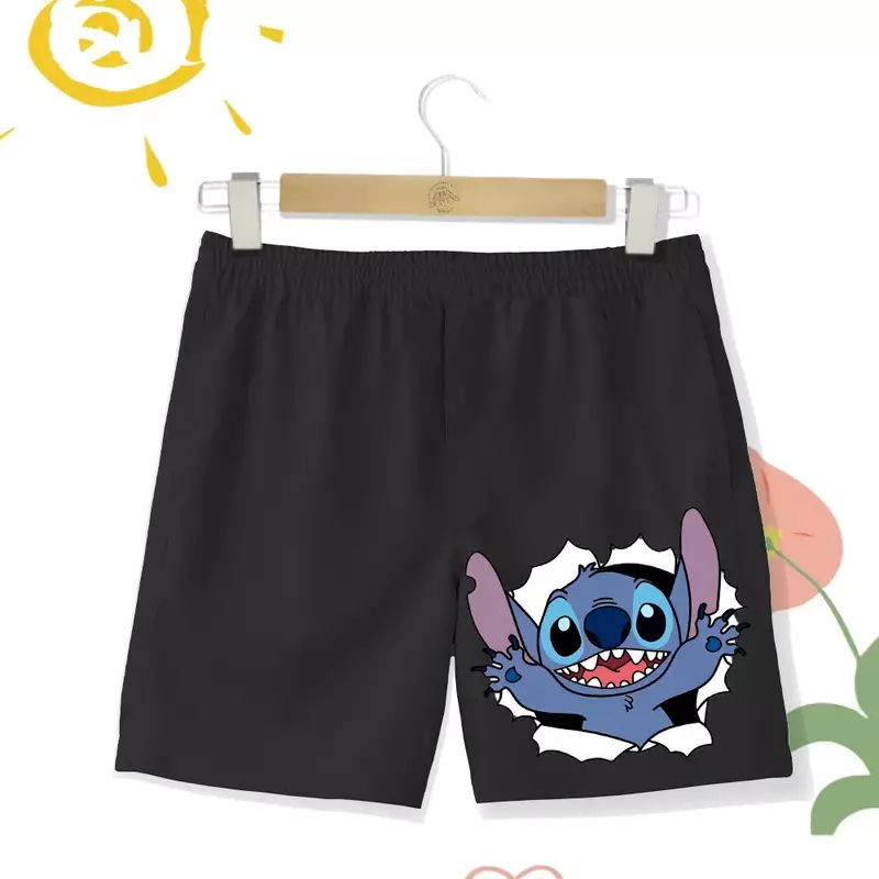 Disney Cartoon Stitch Beach Pants infantis, calções esportivos casuais para meninos e meninas, venda quente, novo, verão, 2022