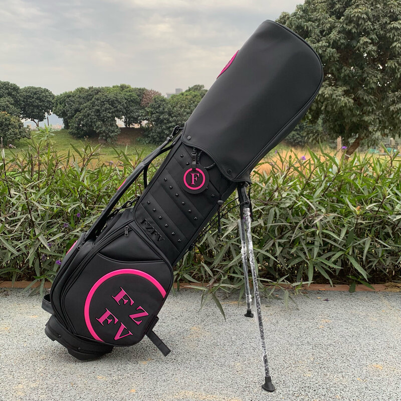 Golf Bag New Unisex Pu Leather Stand Bag Waterproof And Wear Resistant Black And White Golf Club Bag